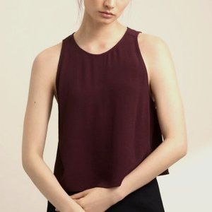 Wilfred Aritzia Eggplant Wine Purple Cropped Flowy Swing Tank Top, Size Medium